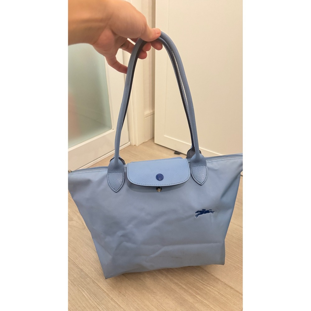 Longchamp Le Pliage Club Tote Bag Light Blue Nylon Large Shoulder Bag